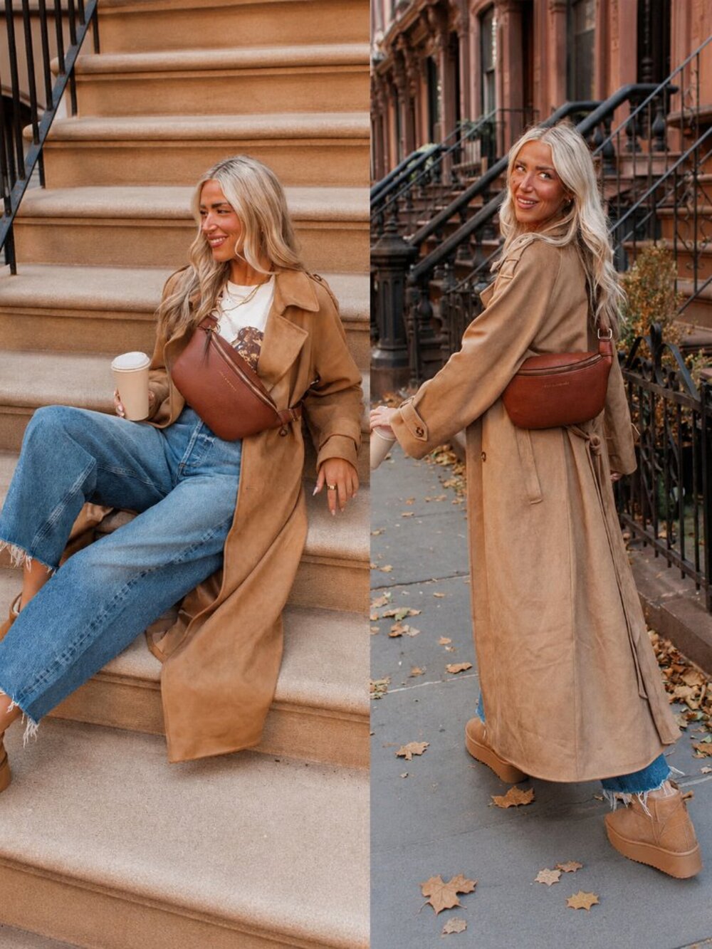 Poppy & Peonies The Sidekick Bag + Extender Belt Bag Vegan Leather Chestnut